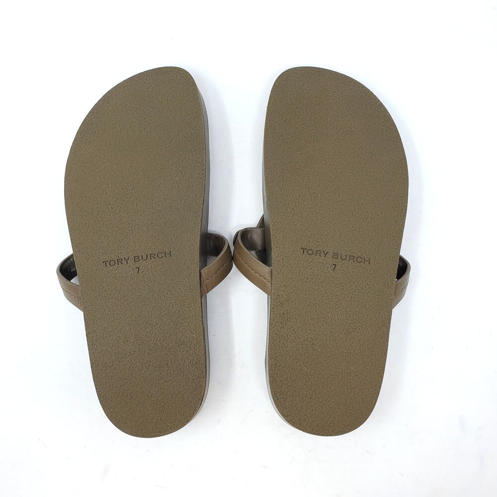 Tory Burch Miller Cloud Calf Leather Thong Sandals Olive Green 81032 Size US 7 M - Picture 8 of 11